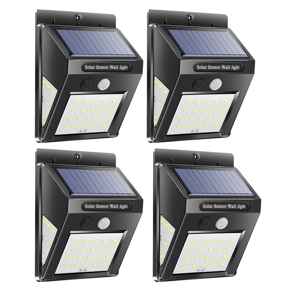 4pcs 40LED 100 светодиодный светильник на солнечной батарее, уличный светильник на солнечной батарее, настенный светильник с датчиком движения PIR, водонепроницаемый светильник на солнечной батарее для украшения сада - Испускаемый цвет: 4pcs 40LED
