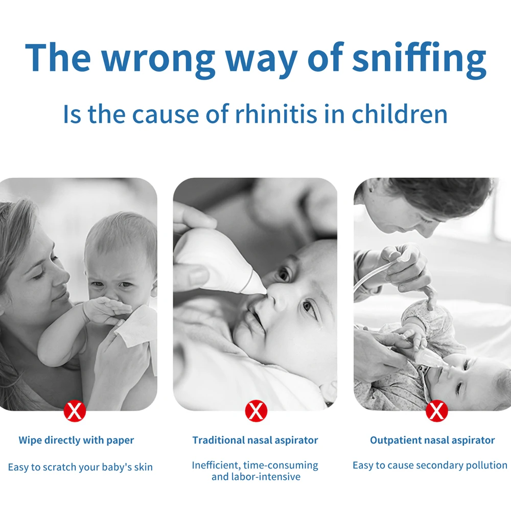 

Nose Mucus Vacuum Cleaner Rechargeable Nose Cleaner Automatic Booger Sucker With Three Silicone Tips For Infants Toddlers Kids