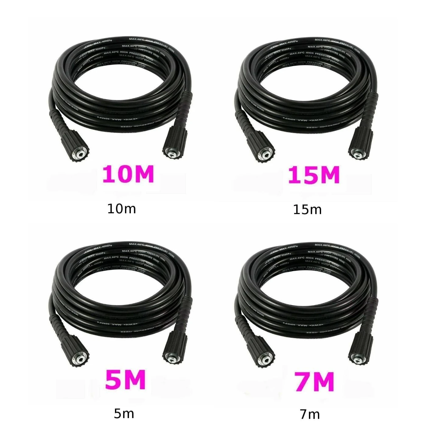 

5/16 Inch High Pressure Washer Hose 5800 PSI M22 Connector Flexible Two Heads Garden Washing Wahser Tap Hose 60 Degree Celsius