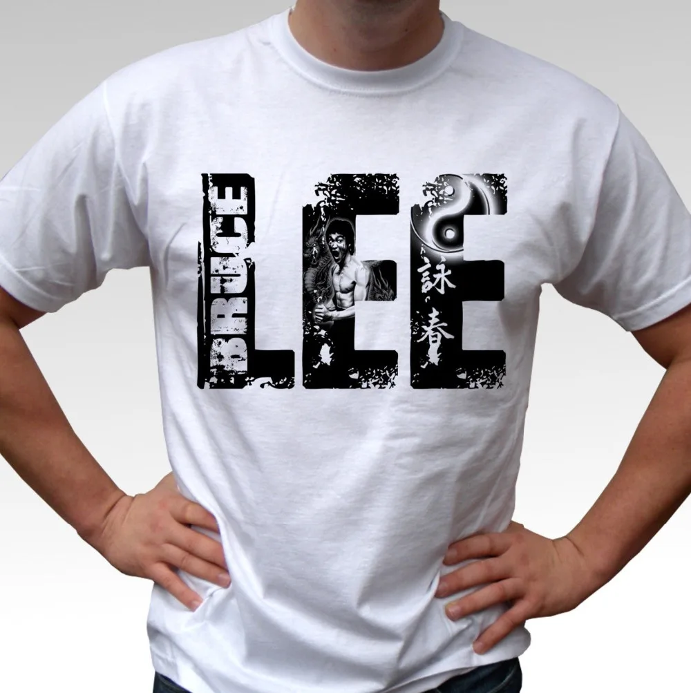 Lee Брюс Ли белая футболка Топ для мужчин-2019 Мужская модная одежда с героями