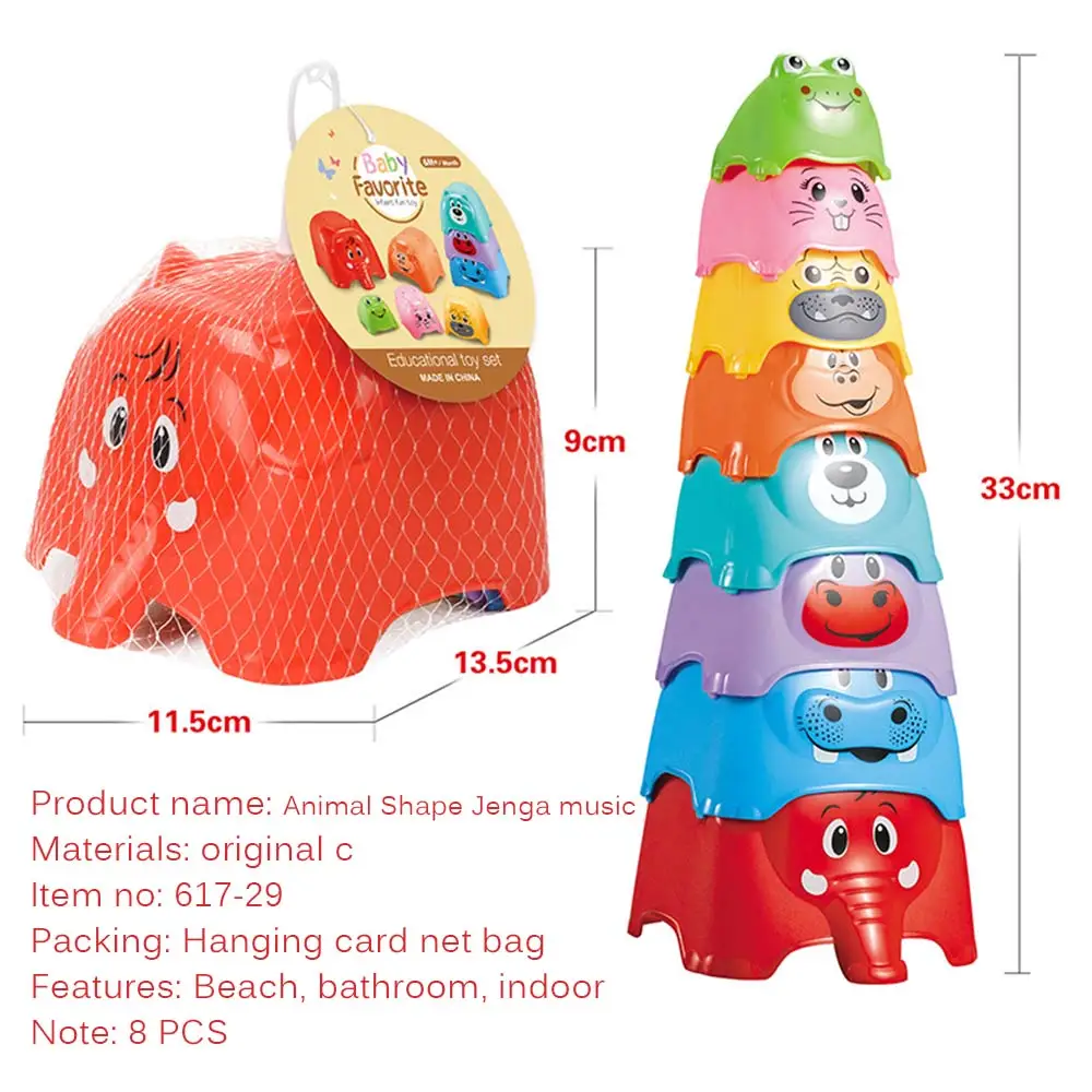 

8pcs Cute Animal Stacking Cups Baby Stacking Toys Educational Game Toys Baby Bathing Play Sand Water Game Toys for Children Gift