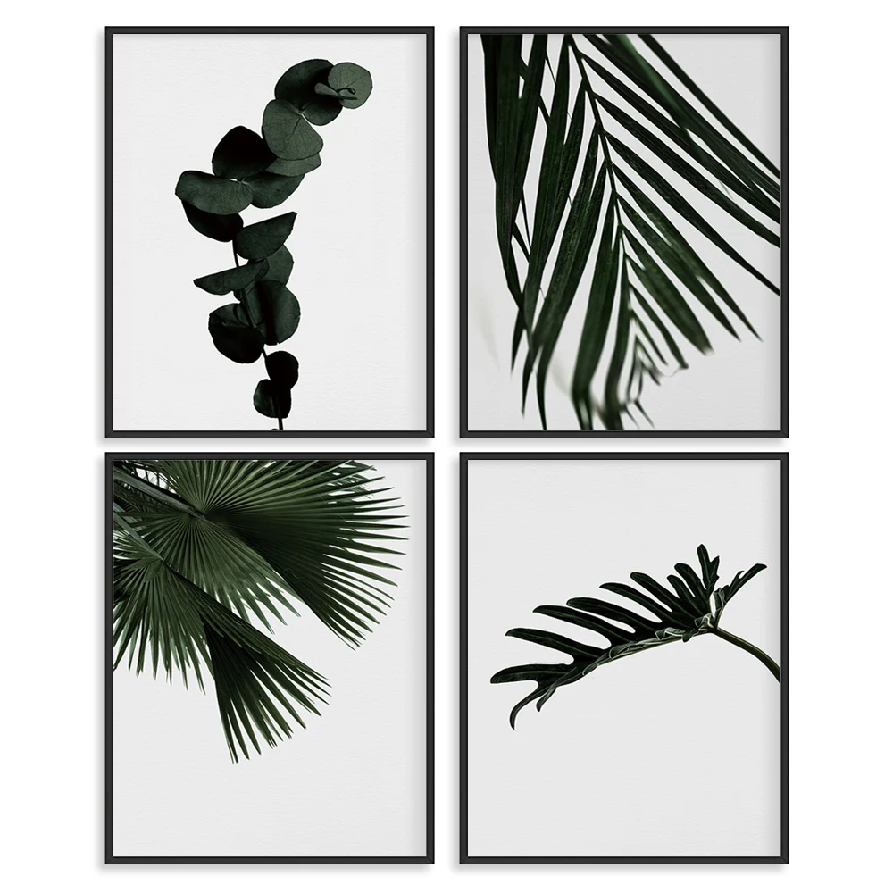 

Plant Green Leaves botanical prints Wall Art Canvas posters decor (Set of 4pcs) Unframed Nordic room decor for bedroom aesthetic