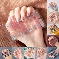 14 tipssheet nail art diy full cover self adhesive stickers polish foils tips wraps glitter gradient shiny nail decals manicure