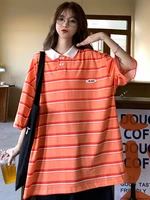 japanese style striped polo top women preppy style harajuku kawaii short sleeved t shirt korean fashion womens summer clothes