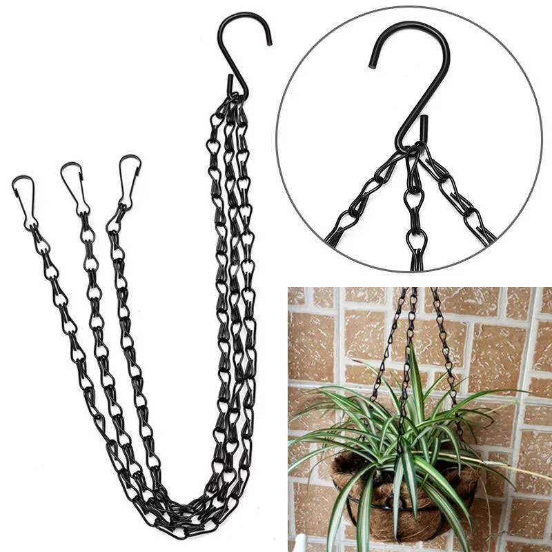 

10pcs Metal Black Hanging Chains Flower Pot Basket Bird Feeders Planters Lanterns Ornaments Garden Plant Hangers Garden Supplies