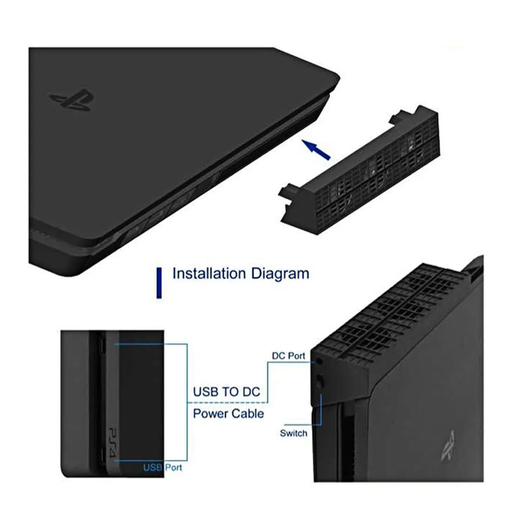 Охлаждающий вентилятор для Sony PS4 Slim игровые аксессуары Playstation 4 USB контроль