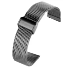 Ремешок сменный для часов Cinturino Orologio, черный сетчатый Браслет из нержавеющей стали с пряжкой-крючком для наручных часов, 18 мм 20 мм 22 мм