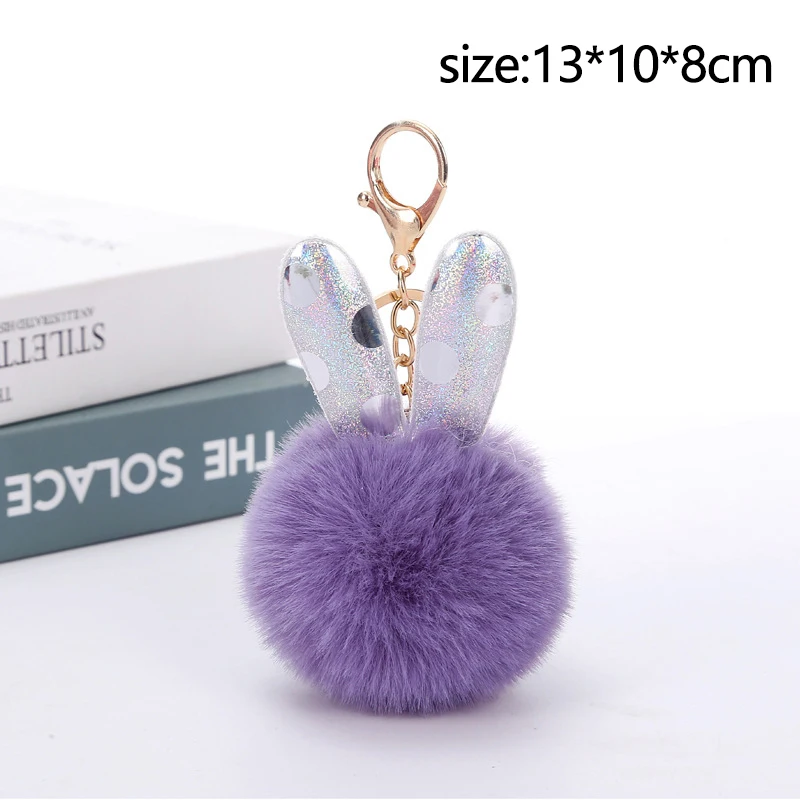 

Lovely Rabbit Fur Ball Fluffy Key Chains For Girls Boy Plush Pompon Keychain Charm Women Bag Key Ring Ball Pendant Keyrings Gift