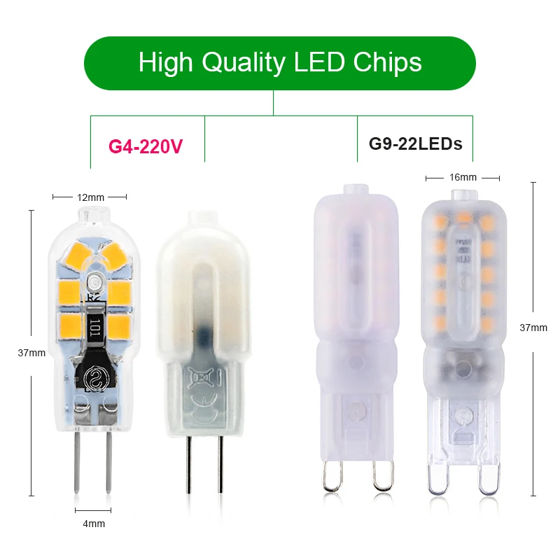 5 шт./лот G9 LED 220 В G4 AV/DC 12 Светодиодная лампа 3 Вт 7 лампочка SMD2835 люстра Замена 30 50 70