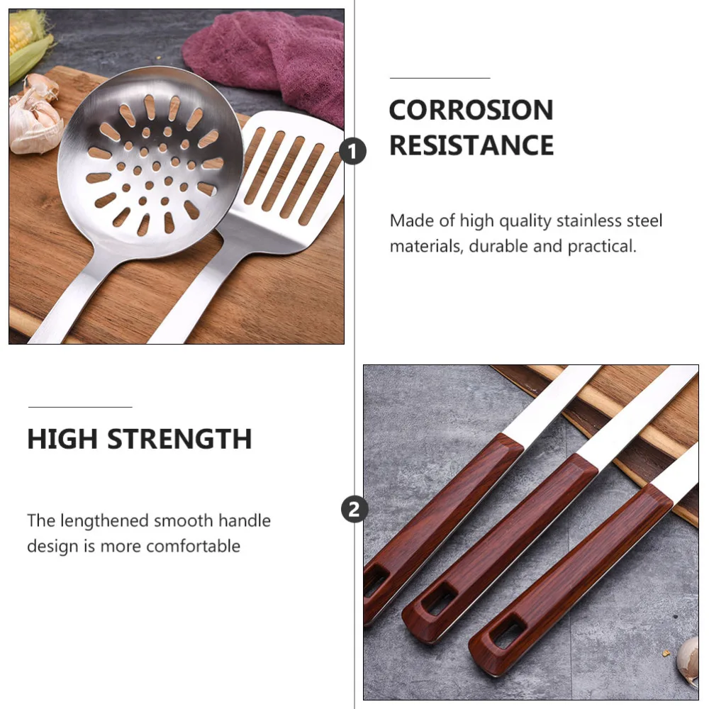 

1 Set of 7 Pcs Stainless Steel Cooking Utensils Heat-resistant Kitchenware