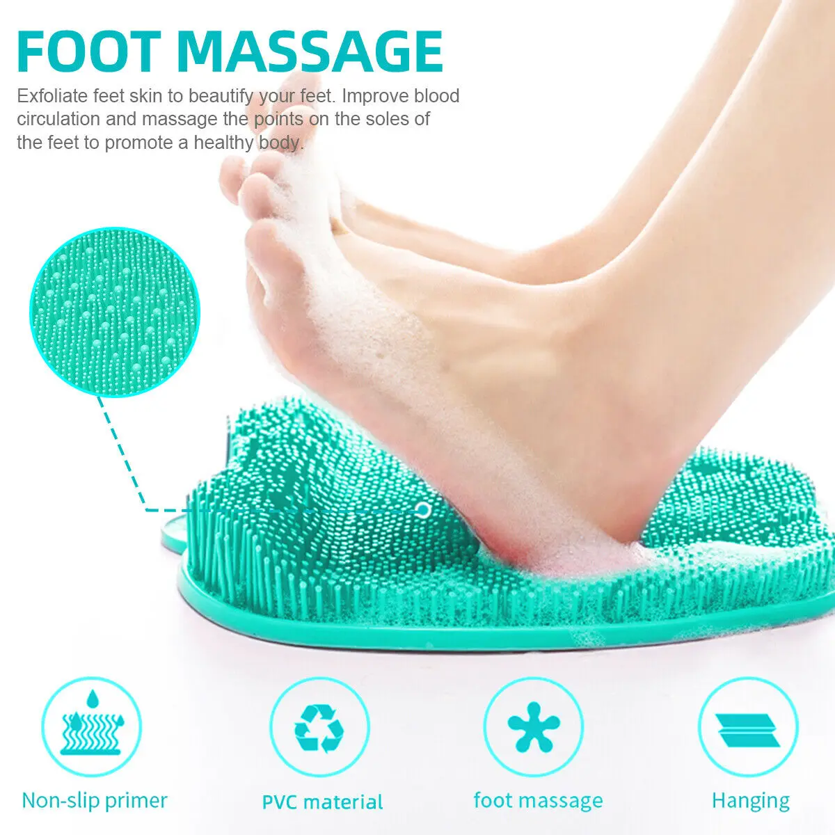 Silicone Bath Massage Cushion Brush Anti-slip For Lazy Wash Feet Clean Dead Skin Bathroom Artifact Back Cushion Shower Foot