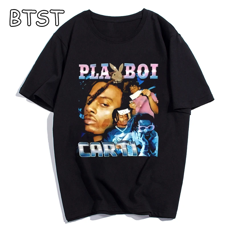 Футболка мужская Playboi Carti винтажная тенниска в стиле хипстер 90-х рэп/хип-хоп