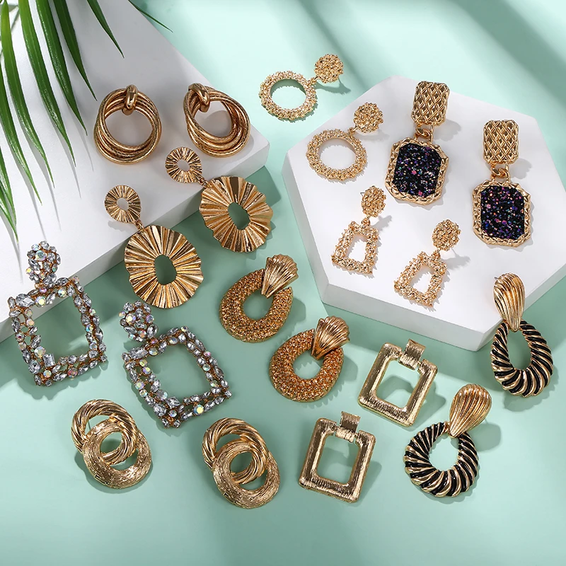 Модные большие серьги металлические геометрические женские серьги-подвески