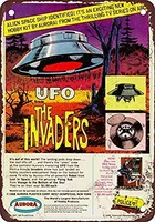 jesiceny new tin sign 1968 the invaders ufo model kit vintage retro aluminum metal sign wall decoration 8x12 inch