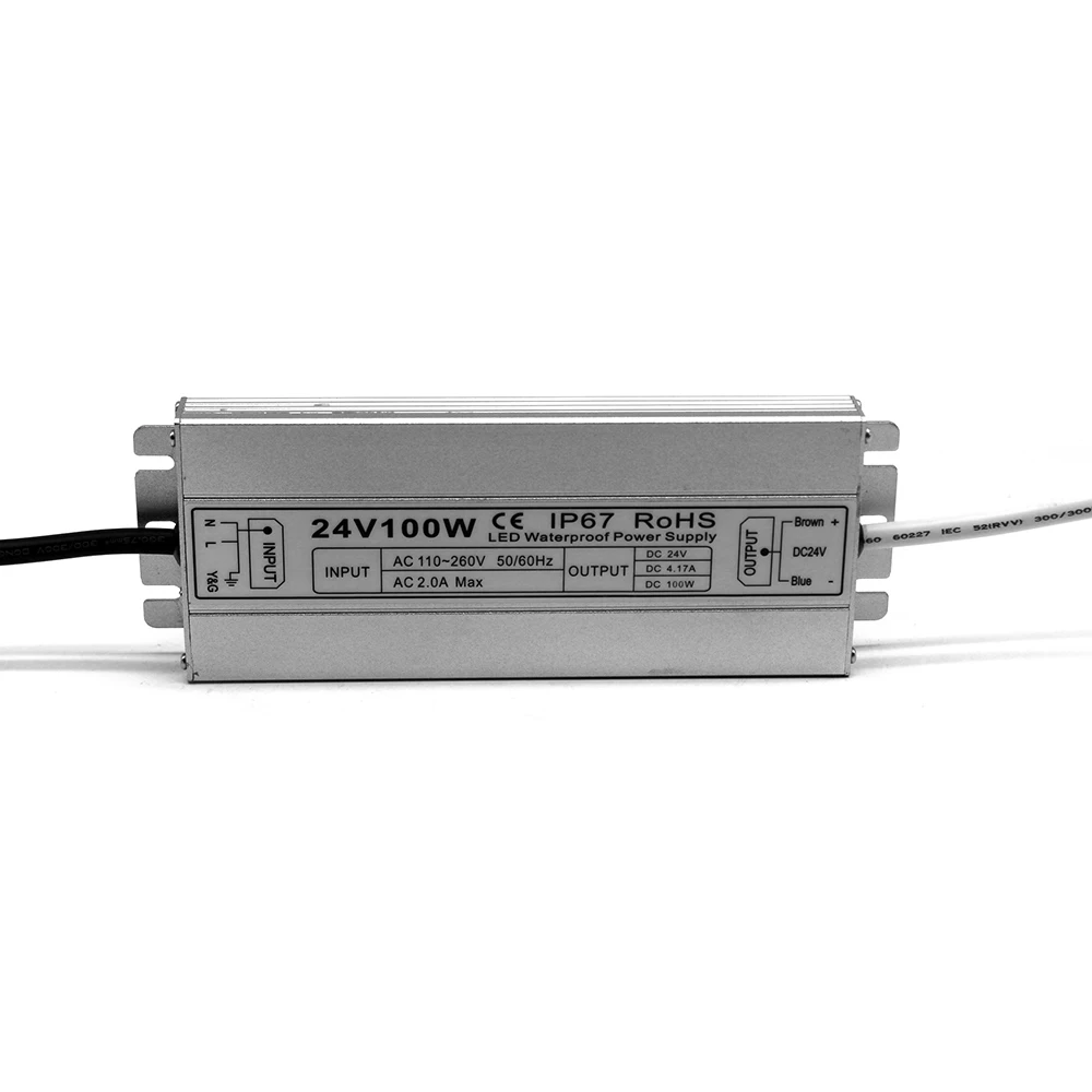 Водонепроницаемый IP67 DC24V 60 Вт 100 120 150 Светодиодный источник питания импульсный