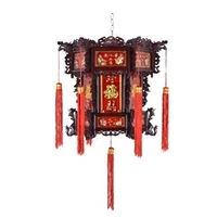 upgradewooden revolving horse palace lamp chinese style antique wood carving red palace hexagonal revolving led lantern hotel