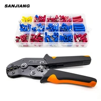 Assorted Spade Terminals Insulated Cable Connector Electrical Wire Crimp Butt Ring Fork Set Ring Lugs Rolled Crimping tool Kit