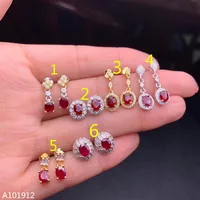 KJJEAXCMY Supporting detection 925 sterling silver natural purple ruby girl earrings gold white gold support detection