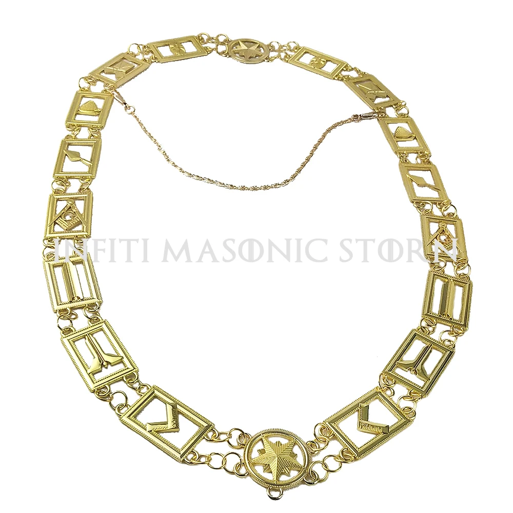 INFINITI Masonic Royal Logo Masonic Master Mason, Collar de Metal dorado, cadena maestra, cabaña masónica personalizada, oficial, azul