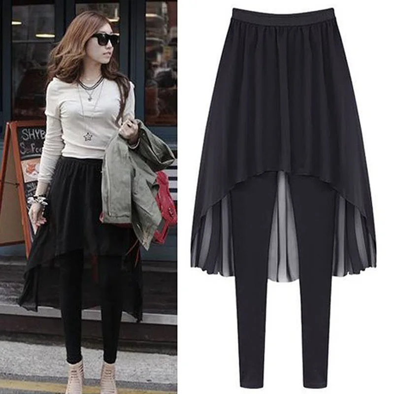 Весенне-осенняя юбка большого размера для полных женщин имитация двух шифоновых