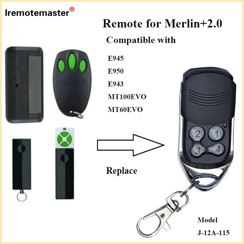 Пульт дистанционного управления для гаражных дверей совместим с Merlin + 2 0 E945 E950 E943