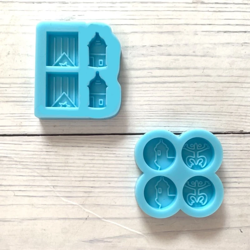 

DIY Flag Frog Round Stud Earrings Silicone Mold Mini Castle Earrings Studs Resin Casting Mold Craft Jewelry Making Tools