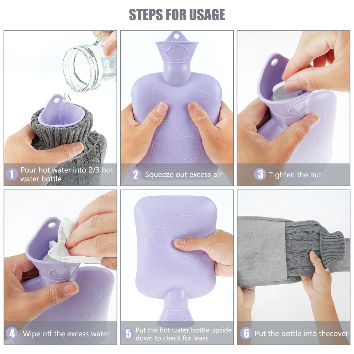 2 шт./компл. сумка для бутылки с горячей водой теплым плюшевым поясным ремнем фото