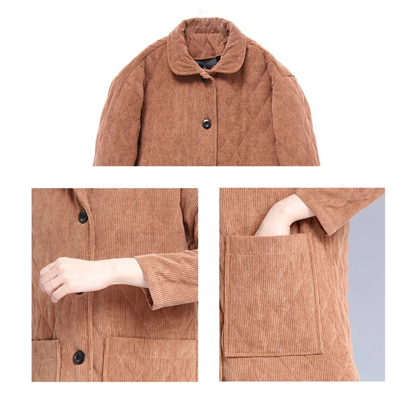 Женская теплая куртка модный вельветовый Зимний лыжный костюм с бархатной