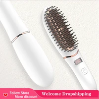 hot hair straightening brush ceramic titanium hair straightener comb for fast styling 15s fast heating anti scald iron hair care