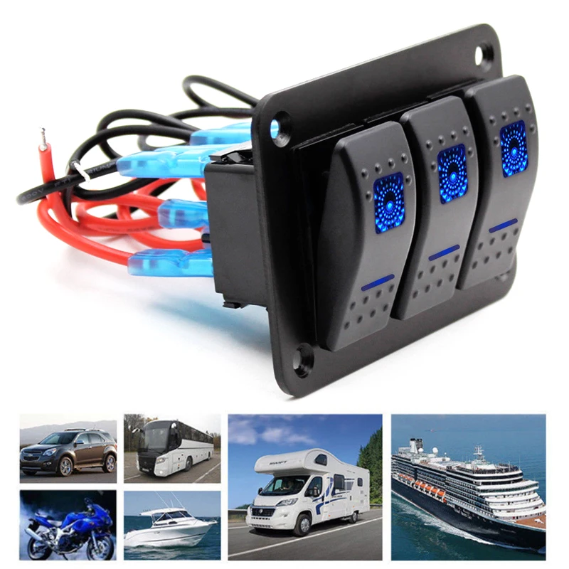 Светодиодный комплект проводки для розеток IP68 DC12/24V с 3 кнопками морских лодок