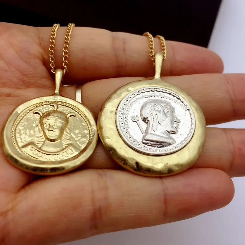 Женское винтажное ожерелье F.J4Z с подвеской в виде римских монет аксессуары |