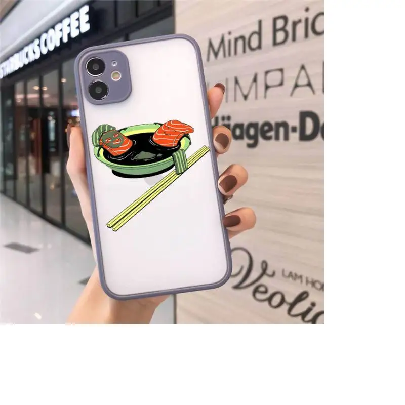 

cute cartoon sushi Phone Cases Matte Transparent for iPhone 7 8 11 12 s mini pro X XS XR MAX Plus cover funda