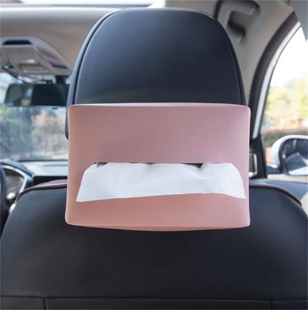 

Car Seat Back Sun Visor Tissue Armrest Leather Tissue Box Holder Trash Box Creative Removable Paper Napkin Box Organizer