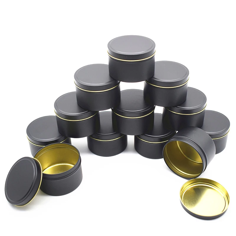Hot Candle Jar Container with Lid Bulk Wholesale Round Silver Gold Black Empty Storage Box Tins for DIY Skin Care Beauty Samples