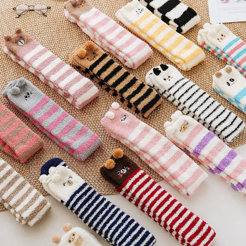

abdl babies stockings over the knee socks Japanese coral fleece socks floor socks ddlg adult baby socks cute cartoon girl socks