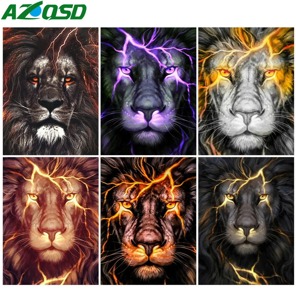 

AZQSD Diy Раскраска по номерам Лев нулевой фундамент уникальный подарок для детей рисунок Раскраска по номерам животных настенные украшения го...