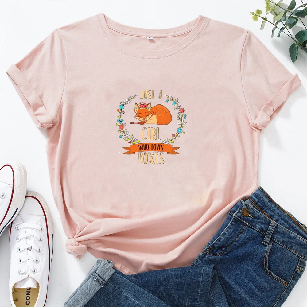 

Fox Shirt Print TShirt Women Funny Short Sleeve Summer Tshirt Women Loose Casual O-Neck Tee Shirt Femme Harajuku Camiseta Mujer