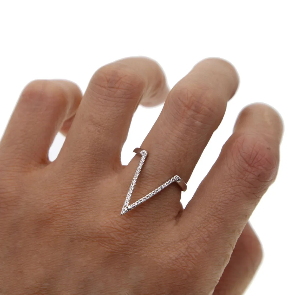 Новинка простое милое проволочное шеврон кольцо на кончик пальца панк v образный
