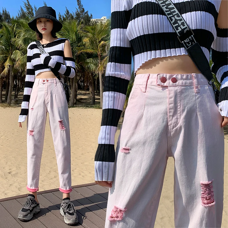 

Ripped Jeans For Women Summer Jeans Woman Plus Size Jean Femme High Waist Jeans Ladies Denim Pants Mujer Casual