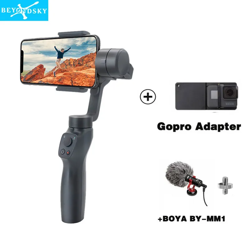 Beyondsky Eyemind 2 смартфон ручной карданный 3-осевой стабилизатор для iPhone 8 X samsung экшн Камера VS Zhiyun Smooth 4 Осмо 2 - Цвет: W adapter mm1 mic