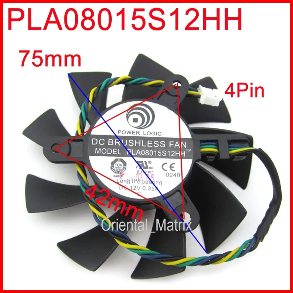 Бесплатная доставка PLA08015S12HH 12 В 0 35a 75 мм 42x42x42 VGA вентилятор для MSI R4770 R6850 видеокарта