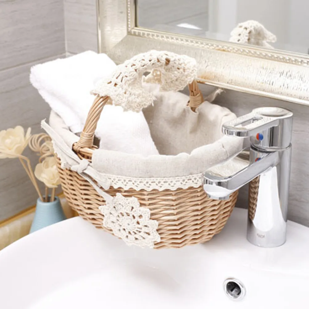 

Wicker Rattan Storage Basket Box Picnic Basket Fruit Flower Baskets