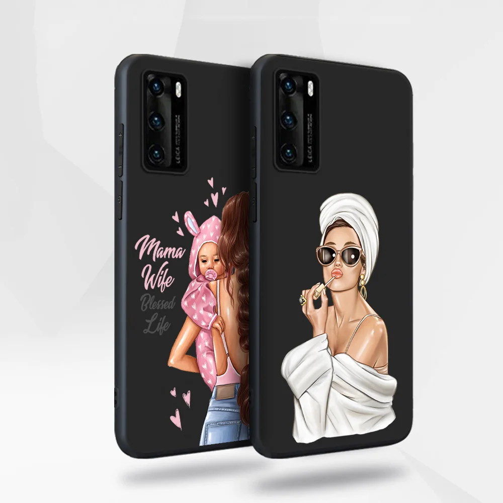

Mom Girl Baby Case for Huawei P40 P30 P20 Honor 30 20 10 30S Mate 40 30 20 Lite Pro P Smart Plus 2019 Soft Silicone TPU Fundas