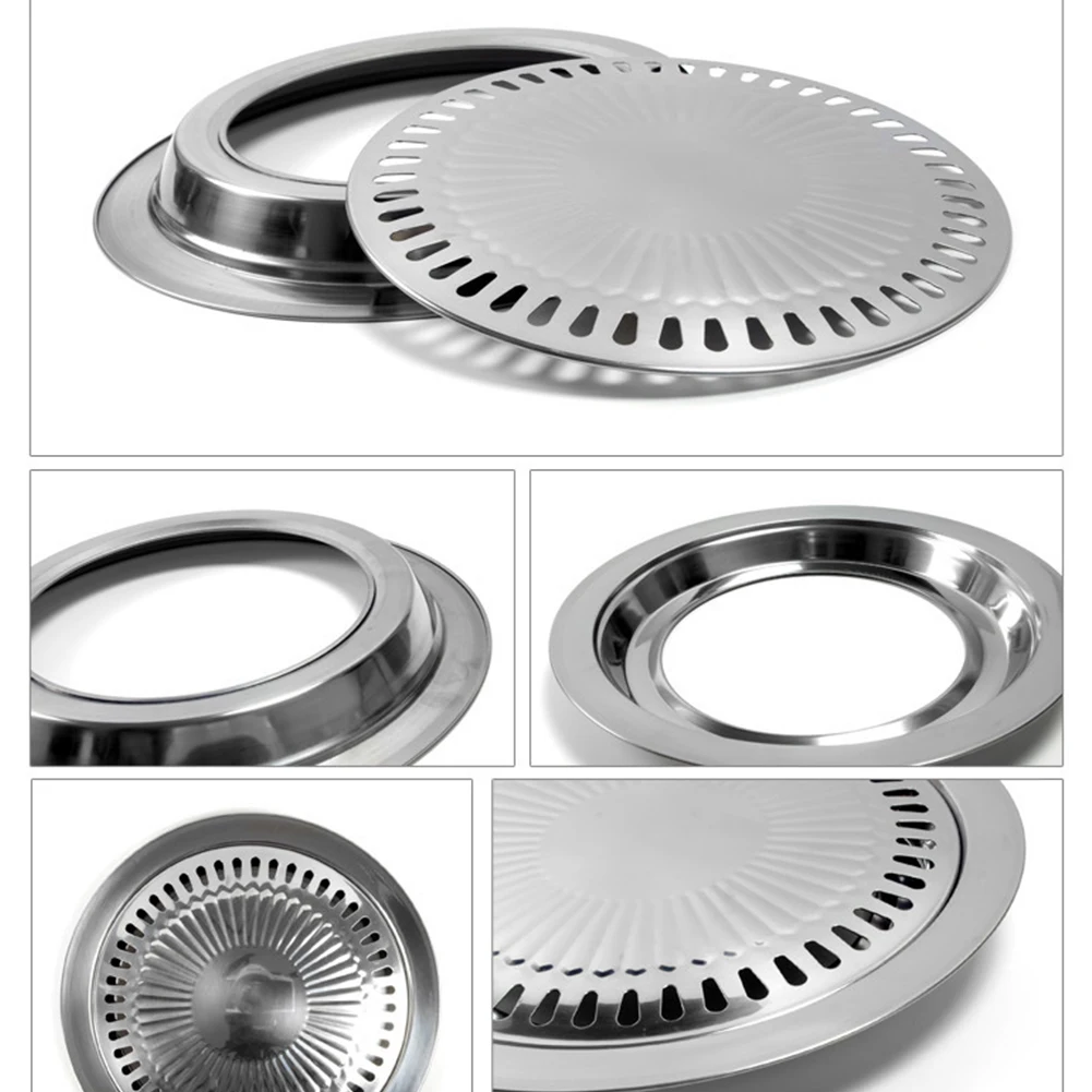Roasting Smokeless Plate REUSEABLE Outdoor Picnic BBQ Grill Tray Indoor Camping House Stainless Steel Non Stick | Дом и сад