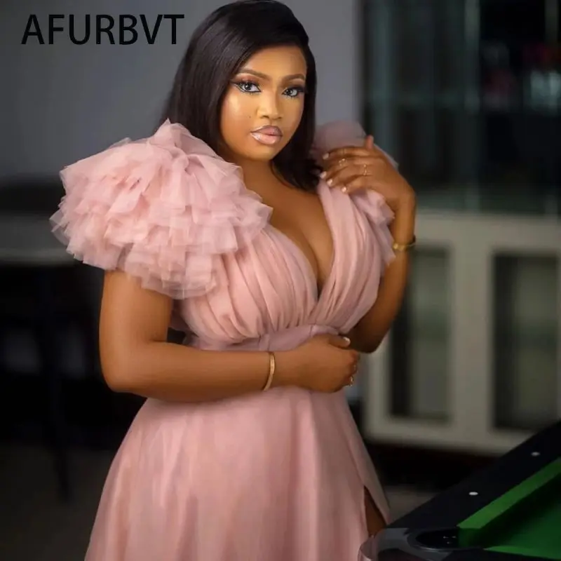 Милые синие и белые фатиновые Бальные платья с оборками для дня рождения Длинные