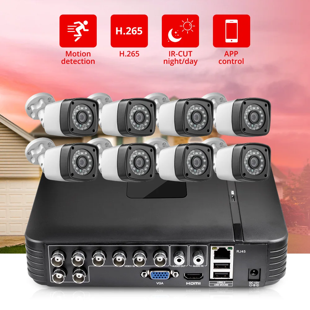 FUERS 8CH AHD HD 4MP камера 6в1 DVR H.265 система наблюдения Водонепроницаемая уличная камера система безопасности видео CCTV P2P HDMI Комплект