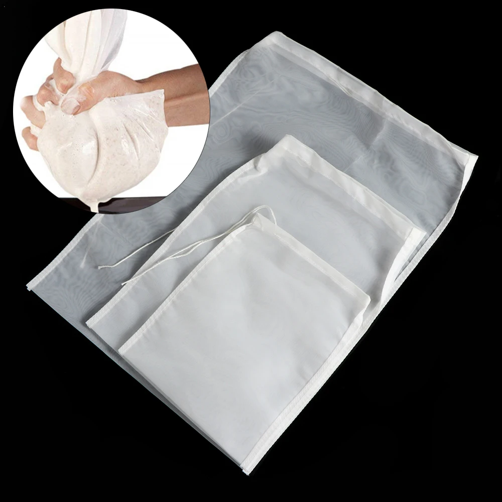 

5 Size Nylon 200 Mesh Filter Nut Milk Bag Reusable Almond Milk Coffee Filter Wine Sieves Strainer Cheese Cloth Fine Mesh Bag