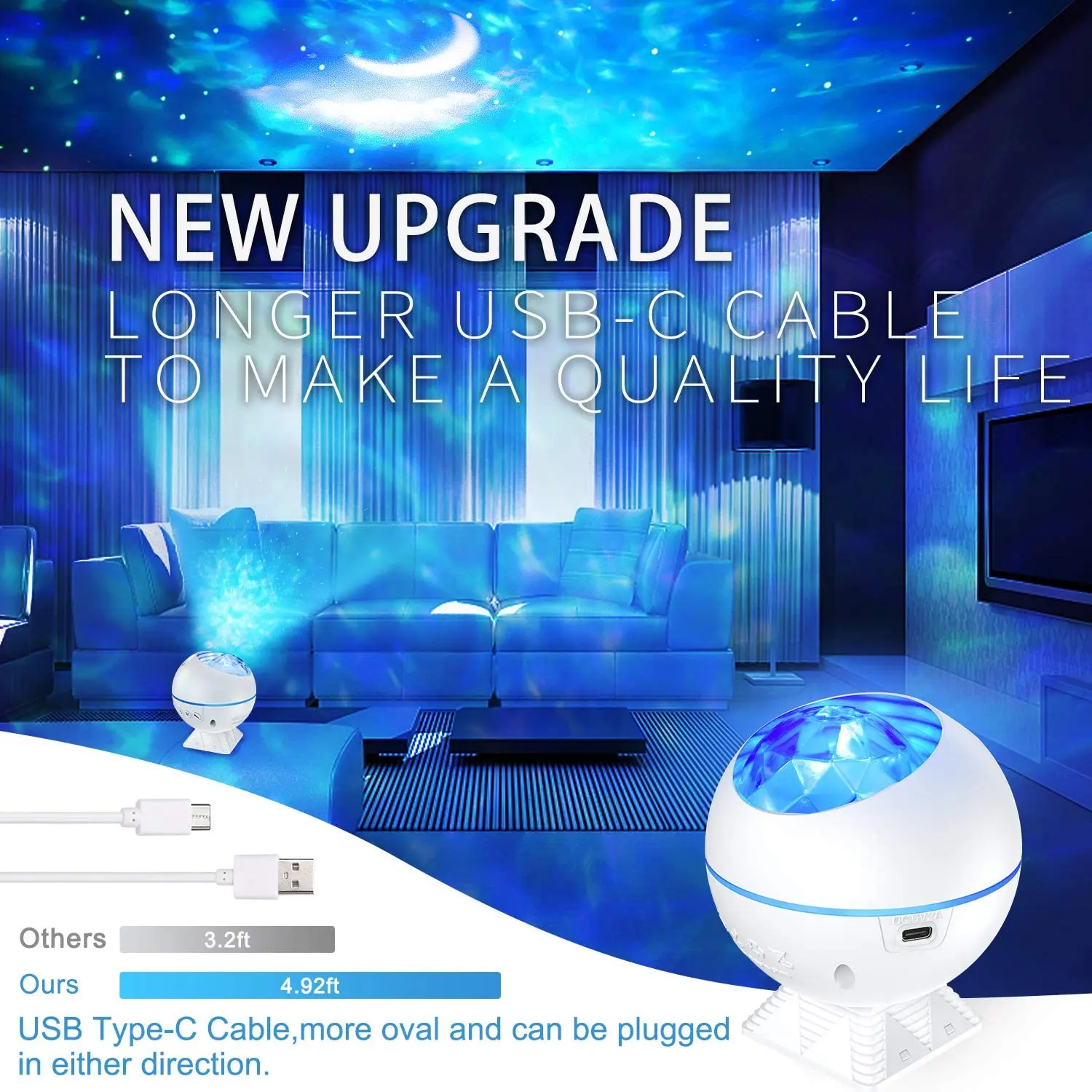 

Star Projector Light Sky Moon Lights Galaxy Ocean Projection Lamp Bedroom Night Light with Remote Control for Kids Baby Gifts