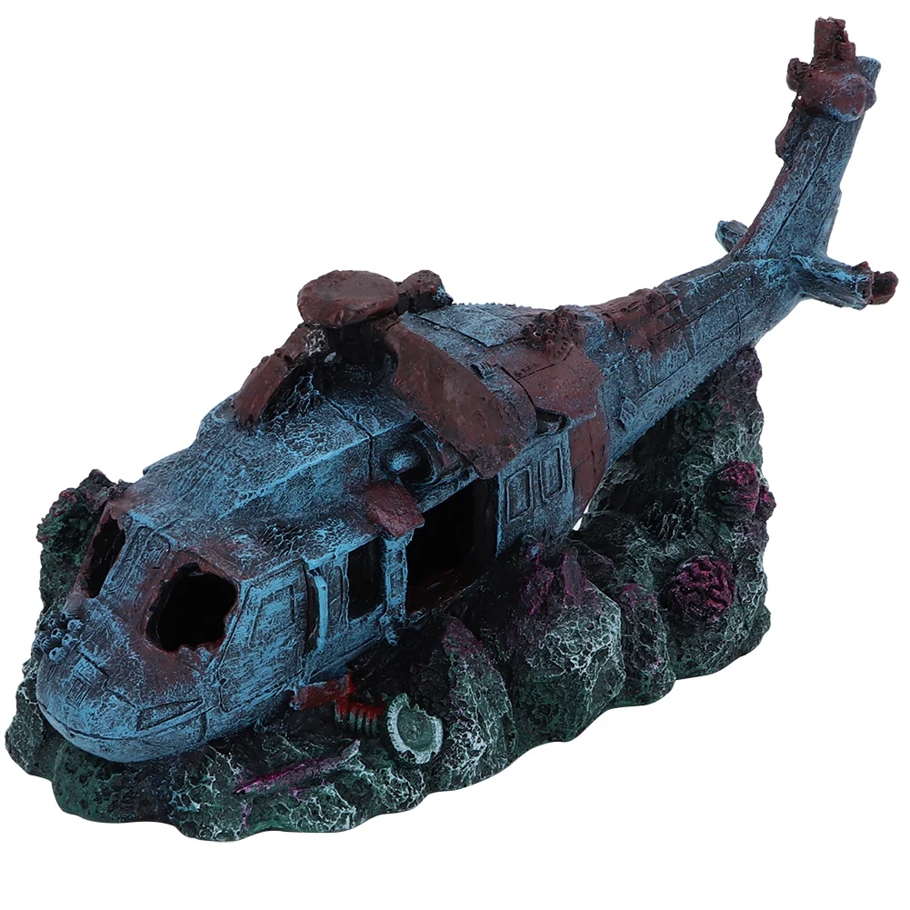 

Resin Wreck Helicopter Plane Damaged Battleplane Fish Tank Aquarium Ornament Cave Decoration