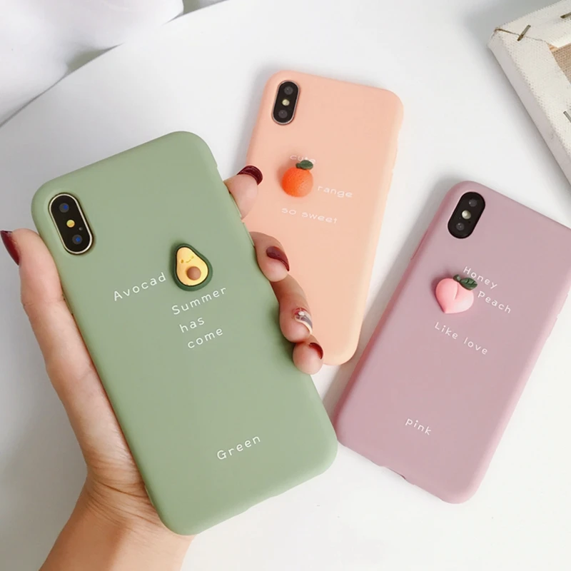3D карамельный цвет авокадо Письмо Мягкий чехол для телефона iPhone 11 Pro XS MAX XR X